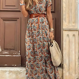 Cristina | Vestido midi con estampado floral y cinturón