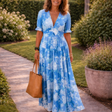 Emilia | Vestido largo floral con escote en V