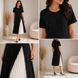 Yaretzi | Vestido midi con panel plisado