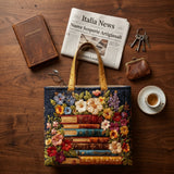 Julieta | Bolso de lona con estampado de flores y libros