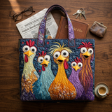 Alejandra | Bolso acolchado con cinco gallinas de colores