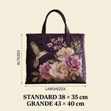 Paola | Bolso trapuntado con colibrí y orquídeas