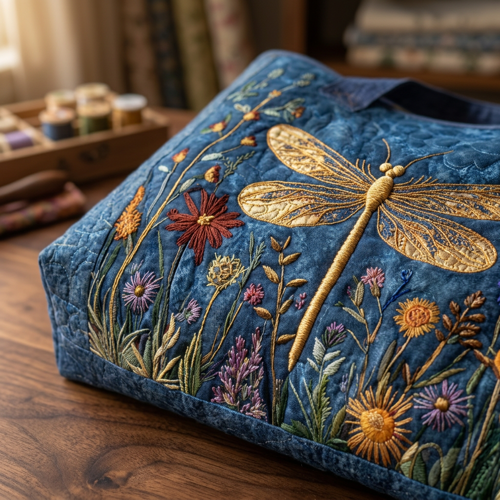 Esmeralda | Bolso acolchado con libélula dorada
