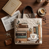 Araceli | Bolso acolchado con motivo de libros y café