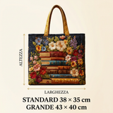 Julieta | Bolso de lona con estampado de flores y libros