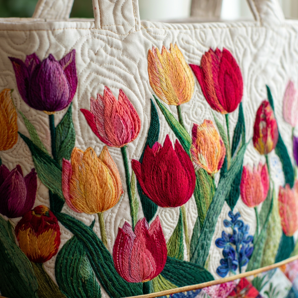 Xóchitl | Bolso de mano acolchado con tulipanes
