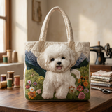 Graciela | Bolso de mano acolchado con estampado de perro