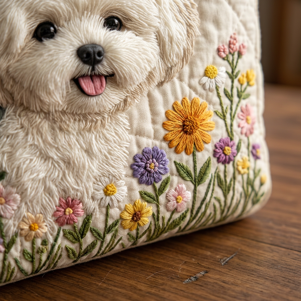 Graciela | Bolso de mano acolchado con estampado de perro