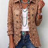 Fabiola | Chaqueta de lino con estampado floral y volantes