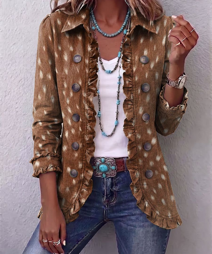 Rubí | Chaqueta de punto con estampado y volantes
