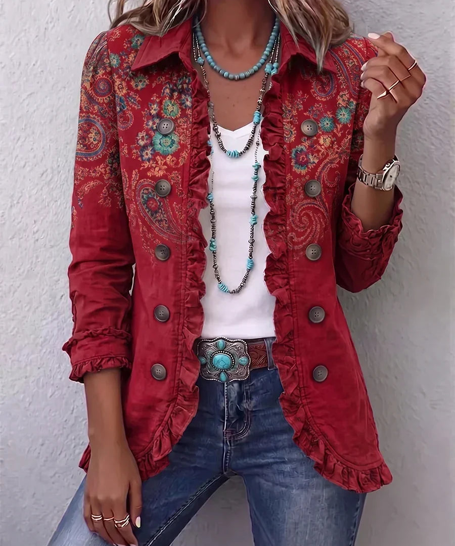 Victoria | Chaqueta estampada con volantes