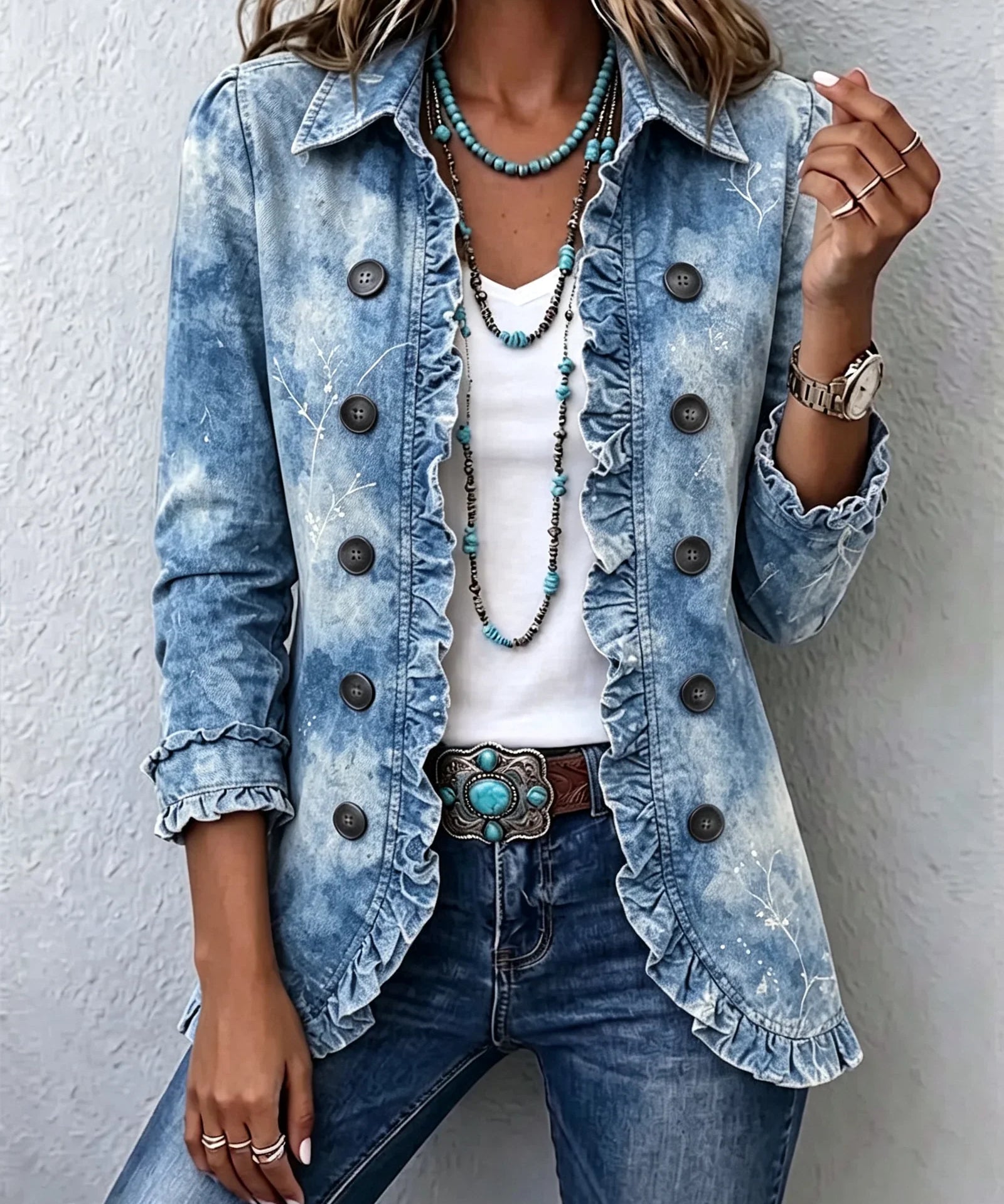 Sofía | Chaqueta de denim degradado con volantes