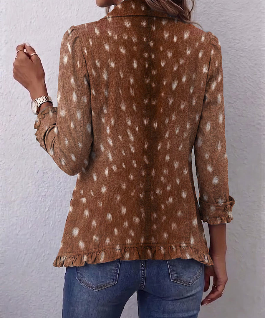 Rubí | Chaqueta de punto con estampado y volantes