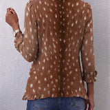 Rubí | Chaqueta de punto con estampado y volantes
