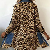 Maribel | Chaqueta larga de leopardo con detalles vaquero