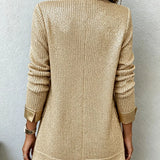 Renata | Blazer de punto dorado con ribetes de polipiel