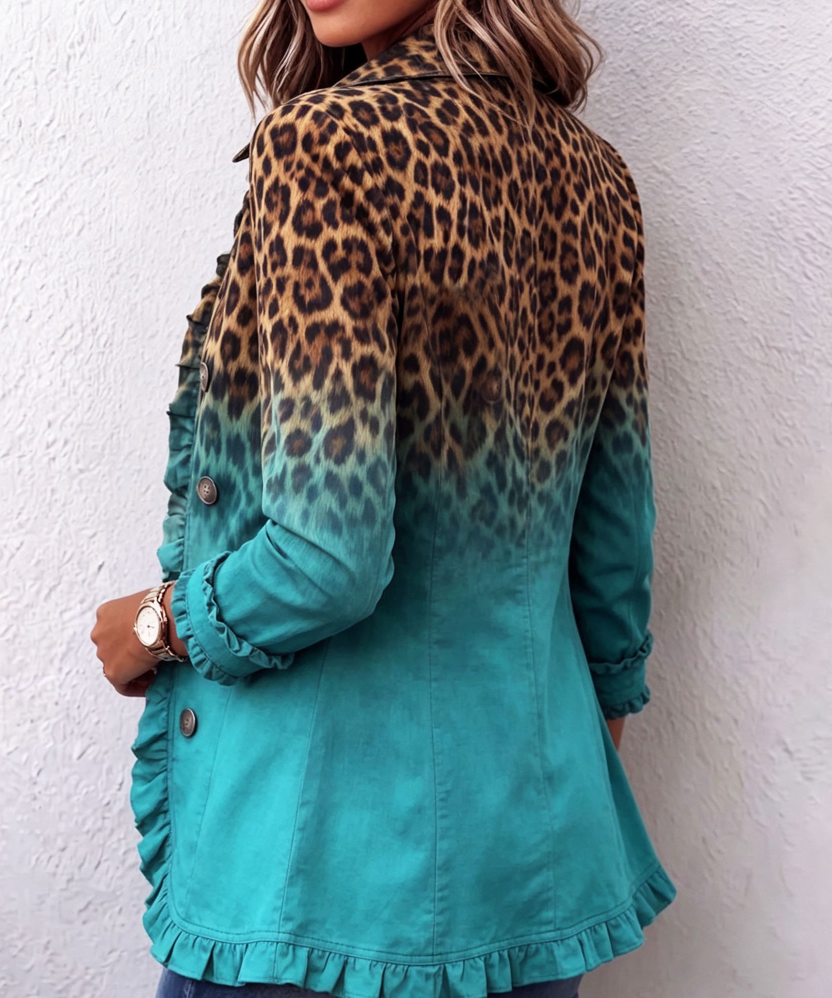 Yaretzi | Blazer de leopardo degradado con volantes