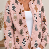 Margarita | Cárdigan de punto con estampado de gatos