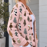 Margarita | Cárdigan de punto con estampado de gatos