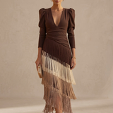 Frida | Vestido midi con flecos verdes