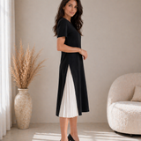 Yaretzi | Vestido midi con panel plisado